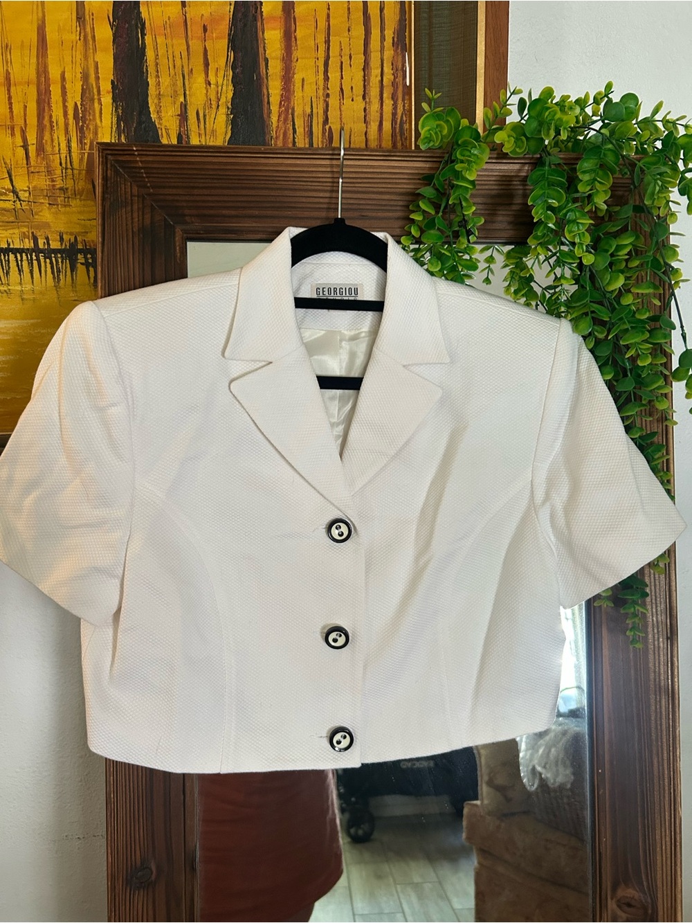 Vintage Women’s White Cropped Blazer Jacket